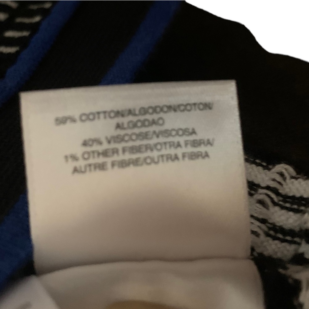 KASPER Black & White Sweater with Cobalt Blue Trim - Picture 6 of 8
